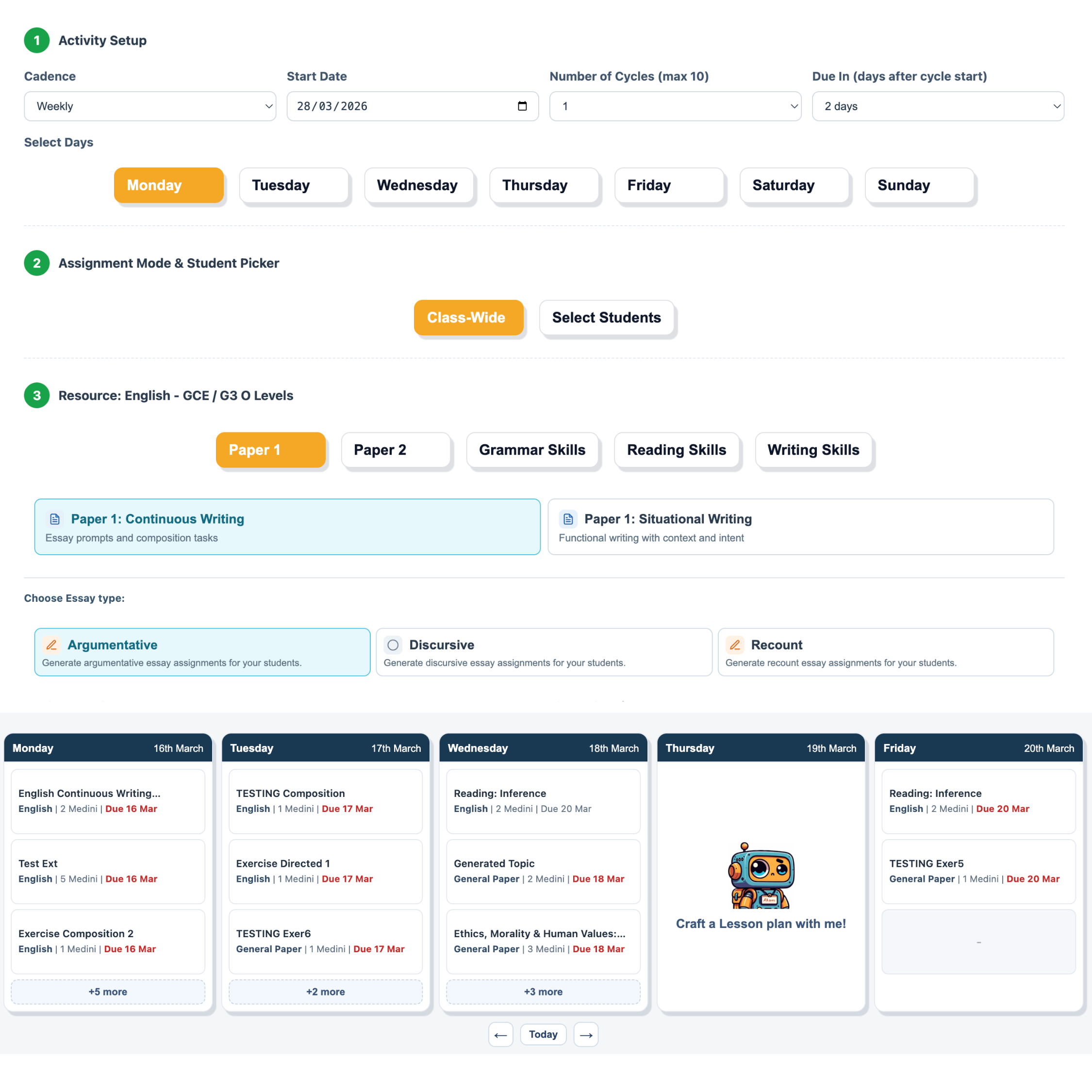 Lesson plan view for teachers on Akademi.