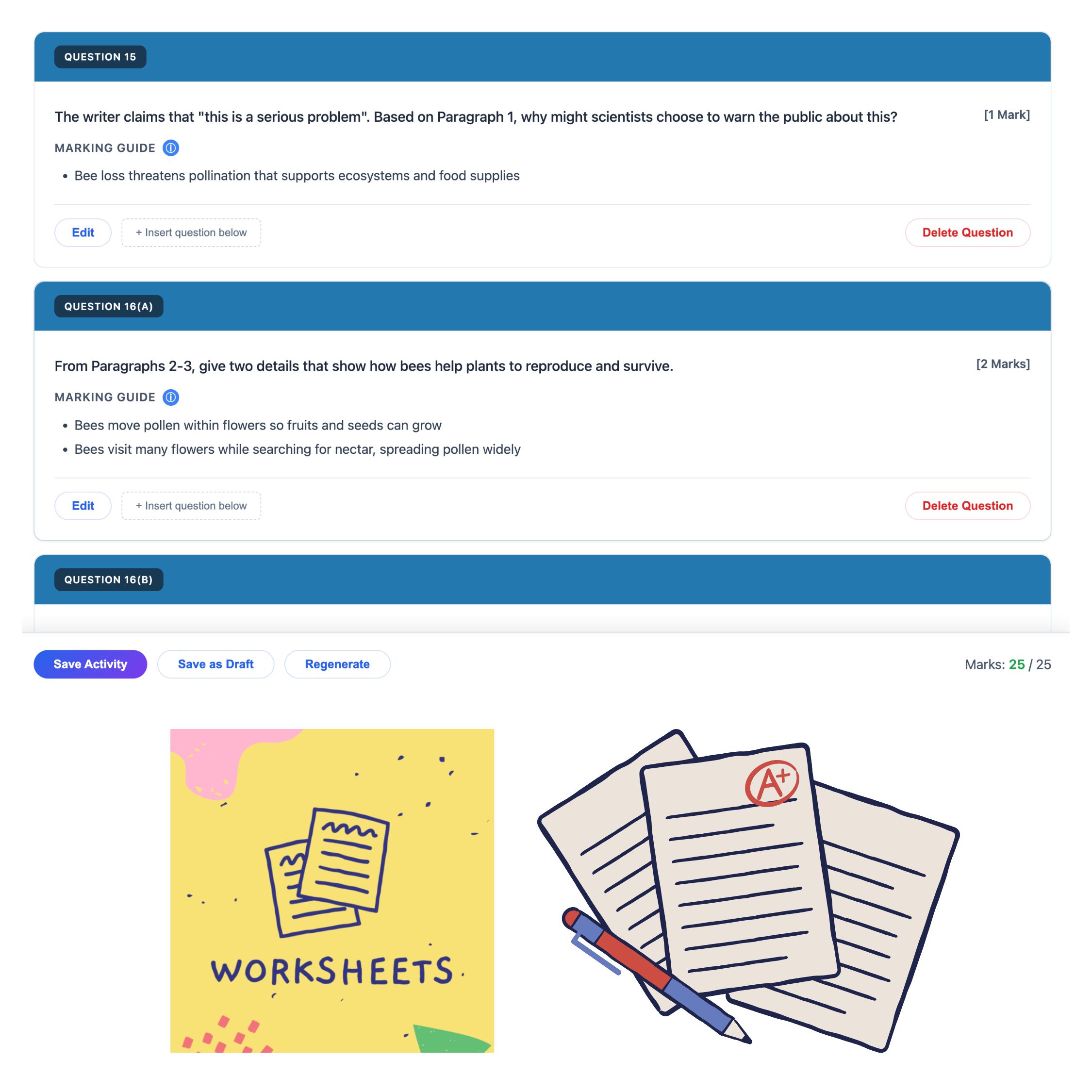Resource crafting view for teachers on Akademi.