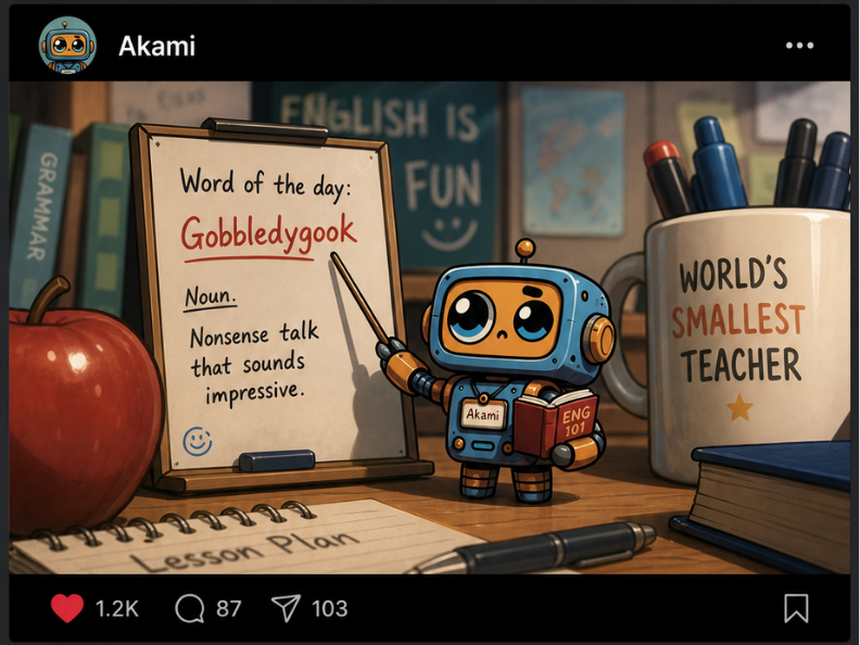 Akami in a classroom-style social profile image