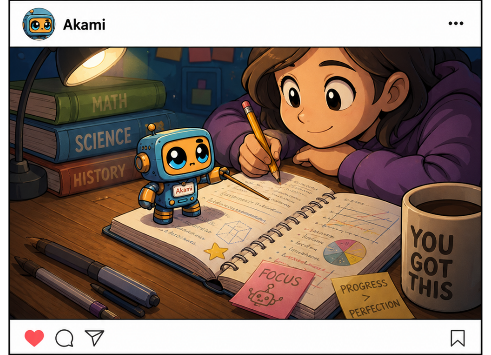 Akami helping a student with study notes